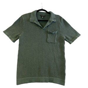 ART OF RHETORIC Men Shirt Size M Green Collar Short Sleeve Loose Knit Casual